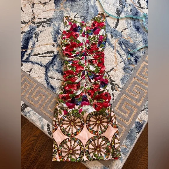 Dolce&Gabbana Pink Floral Ruched Sheath Dress - Picture 13 of 13